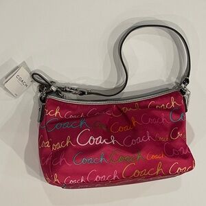 Coach Pink Multicolor Signature Shoulder Bag